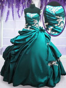 Perfect Pick Ups Floor Length Ball Gowns Sleeveless Teal 15th Birthday Dress Lace Up