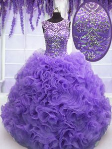 Discount Scoop Floor Length Ball Gowns Sleeveless Lavender 15th Birthday Dress Lace Up