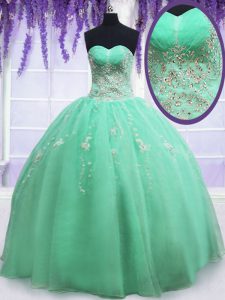 Sleeveless Zipper Floor Length Beading and Embroidery 15 Quinceanera Dress