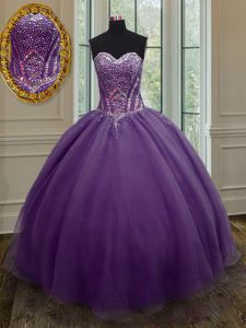 New Arrival Ball Gowns Quinceanera Gowns Purple Sweetheart Organza Sleeveless Floor Length Lace Up