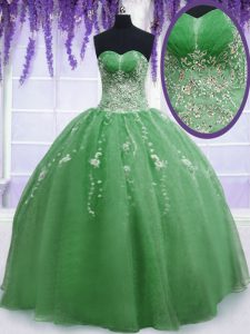 Charming Green Quinceanera Gowns Military Ball and Sweet 16 and Quinceanera and For with Beading Sweetheart Sleeveless Z