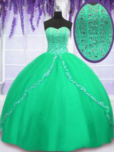 Captivating Sleeveless Beading and Sequins Lace Up Quinceanera Gowns