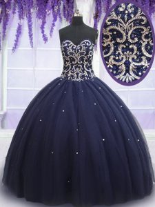 Excellent Sweetheart Sleeveless Tulle Quinceanera Dress Beading Lace Up