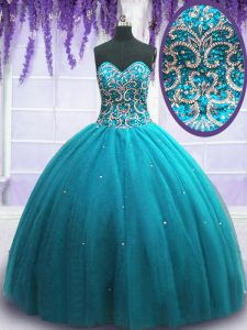 Fantastic Sleeveless Beading Lace Up Quince Ball Gowns