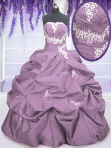 Sleeveless Appliques and Ruching and Pick Ups Lace Up Sweet 16 Dresses