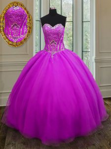 Floor Length Purple Sweet 16 Dresses Organza Sleeveless Beading