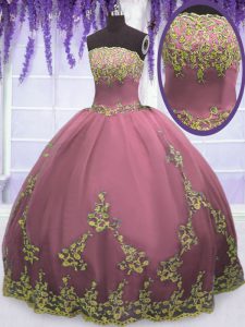 Exceptional Appliques Quince Ball Gowns Lilac Zipper Sleeveless Floor Length