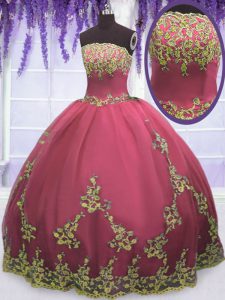 Extravagant Red Sleeveless Tulle Zipper 15 Quinceanera Dress for Military Ball and Sweet 16 and Quinceanera