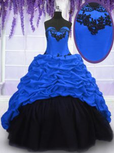 Simple Pick Ups With Train Ball Gowns Sleeveless Royal Blue Quinceanera Gown Sweep Train Lace Up