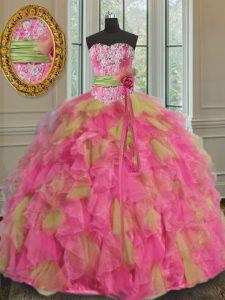 Custom Designed Sequins Floor Length Multi-color Sweet 16 Dresses Sweetheart Sleeveless Lace Up
