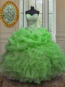 Glorious Pick Ups Sweetheart Sleeveless Lace Up Quinceanera Dress Organza