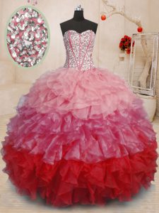 Multi-color Quince Ball Gowns Military Ball and Quinceanera and For with Beading and Ruffles Sweetheart Sleeveless Lace 