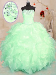 Chic Quinceanera Dress Military Ball and Sweet 16 and Quinceanera and For with Beading and Ruffles Sweetheart Sleeveless