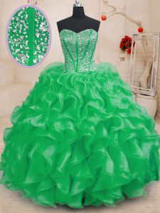 Graceful Sleeveless Beading and Ruffles Lace Up 15 Quinceanera Dress
