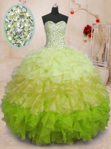 Dramatic Multi-color Sweetheart Lace Up Beading and Ruffles Sweet 16 Dresses Sleeveless