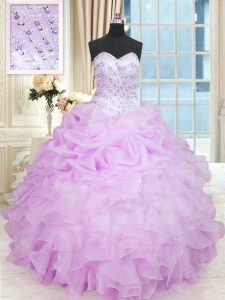 Dynamic Floor Length Ball Gowns Sleeveless Lilac Quinceanera Gown Lace Up