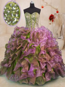 Ball Gowns Quinceanera Dress Multi-color Sweetheart Organza Sleeveless Floor Length Side Zipper