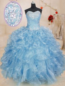 Affordable Sleeveless Beading and Ruffles Lace Up Vestidos de Quinceanera