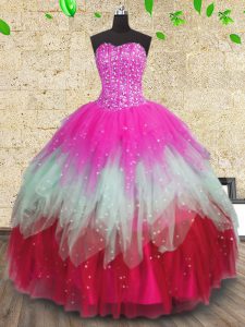 Ruffled Sweetheart Sleeveless Lace Up Sweet 16 Quinceanera Dress Multi-color Tulle