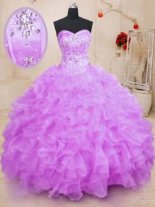Floor Length Ball Gowns Sleeveless Lilac 15 Quinceanera Dress Lace Up
