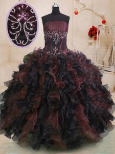 Glamorous Floor Length Multi-color Vestidos de Quinceanera Organza Sleeveless Beading and Ruffles