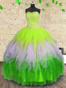 Decent Sequins Floor Length Ball Gowns Sleeveless Multi-color Quinceanera Gowns Lace Up