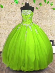 Super Ball Gowns Quinceanera Dress Strapless Tulle Sleeveless Floor Length Zipper