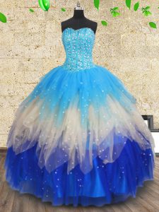 Ruffled Floor Length Multi-color Ball Gown Prom Dress Sweetheart Sleeveless Lace Up