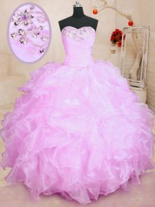 Floor Length Ball Gowns Sleeveless Lilac 15th Birthday Dress Lace Up