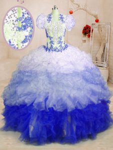 Suitable With Train Lace Up Quinceanera Gowns Multi-color for Military Ball and Sweet 16 and Quinceanera with Beading an