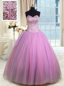 Low Price Lilac Lace Up Sweet 16 Quinceanera Dress Beading and Ruching Sleeveless Floor Length