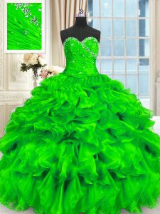 Sleeveless Organza Lace Up Sweet 16 Quinceanera Dress for Military Ball and Sweet 16 and Quinceanera