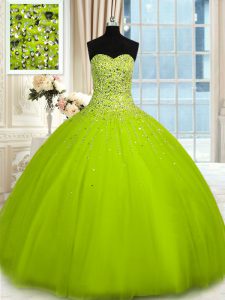 Simple Sleeveless Beading Lace Up Quinceanera Gown