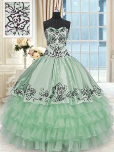 Exceptional Organza and Taffeta Sweetheart Sleeveless Lace Up Beading and Embroidery and Ruffled Layers Sweet 16 Dress i