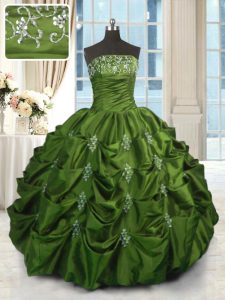Fancy Sleeveless Lace Up Floor Length Beading and Appliques and Embroidery and Pick Ups Vestidos de Quinceanera