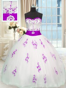 Admirable Organza Sleeveless Floor Length Sweet 16 Dresses and Appliques and Belt