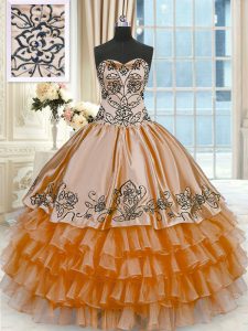 Organza and Taffeta Sweetheart Sleeveless Lace Up Beading and Embroidery and Ruffled Layers Sweet 16 Quinceanera Dress i