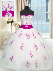 Custom Design White Sweet 16 Quinceanera Dress Military Ball and Sweet 16 and Quinceanera and For with Appliques and Bel