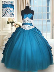 Cheap Taffeta and Tulle Sweetheart Sleeveless Lace Up Beading and Lace and Appliques and Ruching 15th Birthday Dress in 