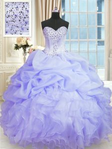 Lavender Quinceanera Dress Military Ball and Sweet 16 and Quinceanera and For with Beading and Ruffles Sweetheart Sleeve