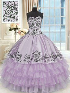 Sleeveless Lace Up Floor Length Beading and Embroidery and Ruffled Layers Sweet 16 Dresses