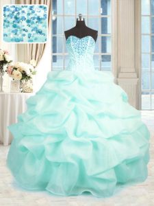 New Arrival Floor Length Ball Gowns Sleeveless Aqua Blue Quinceanera Dresses Lace Up