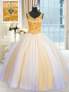 Exquisite Multi-color Ball Gown Prom Dress Military Ball and Sweet 16 and Quinceanera and For with Beading and Sequins V