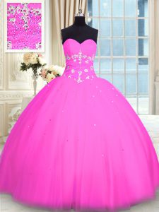 Flirting Floor Length Pink Quinceanera Gowns Sweetheart Sleeveless Lace Up