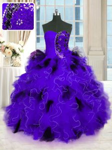 Top Selling Sleeveless Beading and Ruffles Lace Up Quinceanera Dress