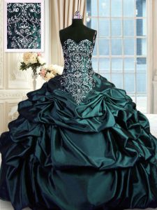 Exquisite Sleeveless Beading and Embroidery and Pick Ups Zipper Quinceanera Gowns