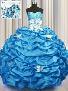 Fitting Sequins Pick Ups With Train Aqua Blue Quinceanera Gowns Sweetheart Sleeveless Brush Train Lace Up