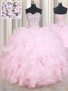 Vintage Sweetheart Sleeveless Organza Quinceanera Dresses Beading and Ruffles Lace Up