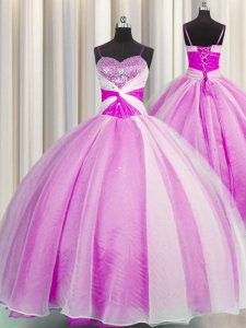 Romantic Fuchsia Quinceanera Gowns Military Ball and Sweet 16 and Quinceanera and For with Beading and Sequins and Ruchi