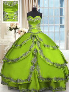 Sleeveless Beading and Embroidery and Ruffled Layers Floor Length 15th Birthday Dress